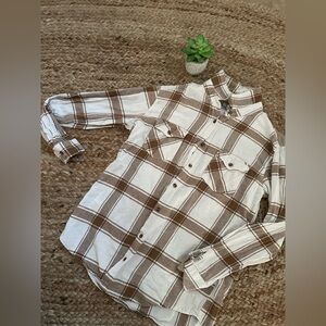 RSQ TAN AND CREAM FLANNEL